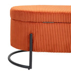 Banc de rangement ottoman en velours capitonné avec charnière de sécurité et pieds en métal