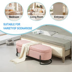 Banc de rangement ottoman en velours capitonné avec charnière de sécurité et pieds en métal