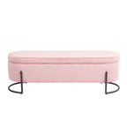 Banc de rangement ottoman en velours capitonné avec charnière de sécurité et pieds en métal