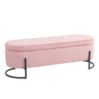 Banc de rangement ottoman en velours capitonné avec charnière de sécurité et pieds en métal