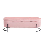 Banc de rangement ottoman en velours capitonné avec charnière de sécurité et pieds en métal
