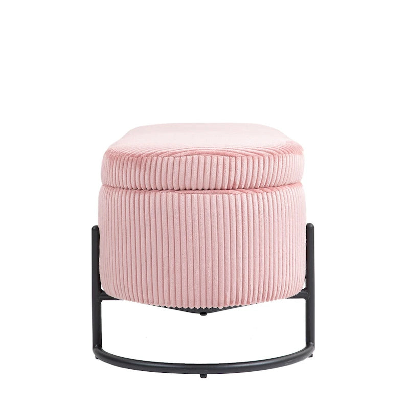 Banc de rangement ottoman en velours capitonné avec charnière de sécurité et pieds en métal