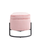Banc de rangement ottoman en velours capitonné avec charnière de sécurité et pieds en métal