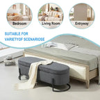 Banc de rangement ottoman en velours capitonné avec charnière de sécurité et pieds en métal