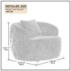 Fauteuil pivotant 34,6" avec accoudoirs ronds | Revêtement marron, piètement en bois massif, salon