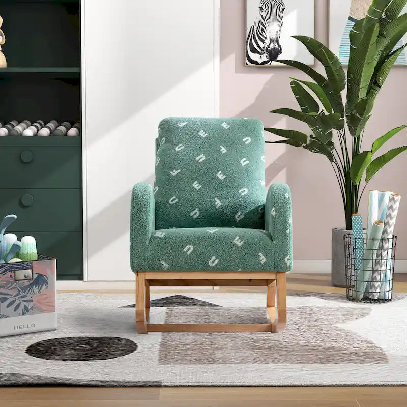 Fauteuil à bascule capitonné à dossier haut de 68 cm avec pochette latérale | Chambre d'enfant et Salon