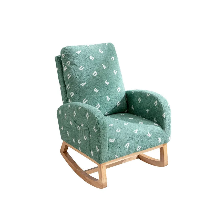 Fauteuil à bascule capitonné à dossier haut de 68 cm avec pochette latérale | Chambre d'enfant et Salon