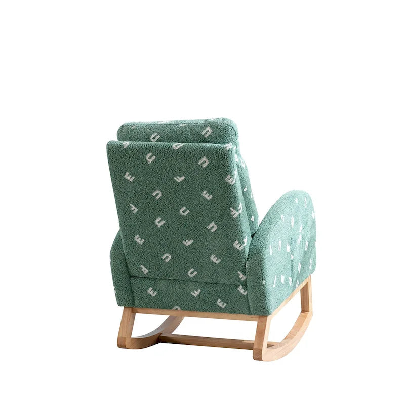 Fauteuil à bascule capitonné à dossier haut de 68 cm avec pochette latérale | Chambre d'enfant et Salon