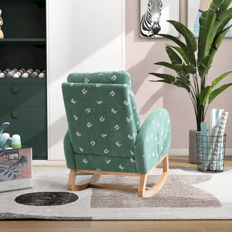 Fauteuil à bascule capitonné à dossier haut de 68 cm avec pochette latérale | Chambre d'enfant et Salon