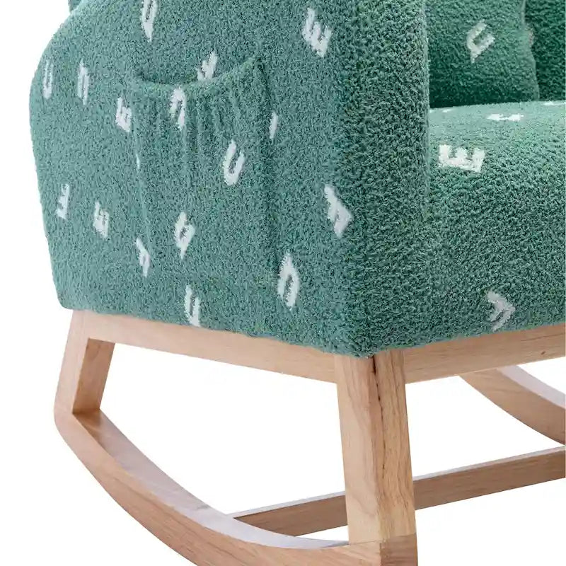 Fauteuil à bascule capitonné à dossier haut de 68 cm avec pochette latérale | Chambre d'enfant et Salon