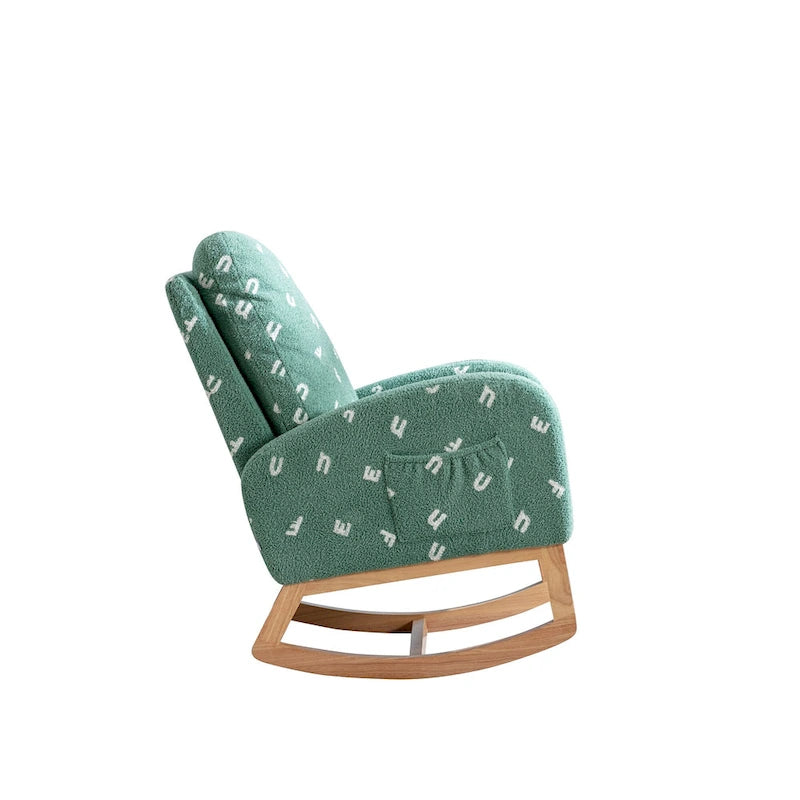 Fauteuil à bascule capitonné à dossier haut de 68 cm avec pochette latérale | Chambre d'enfant et Salon