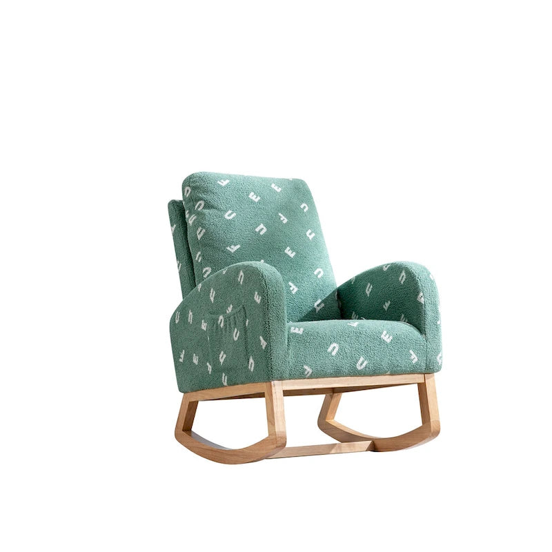 Fauteuil à bascule capitonné à dossier haut de 68 cm avec pochette latérale | Chambre d'enfant et Salon