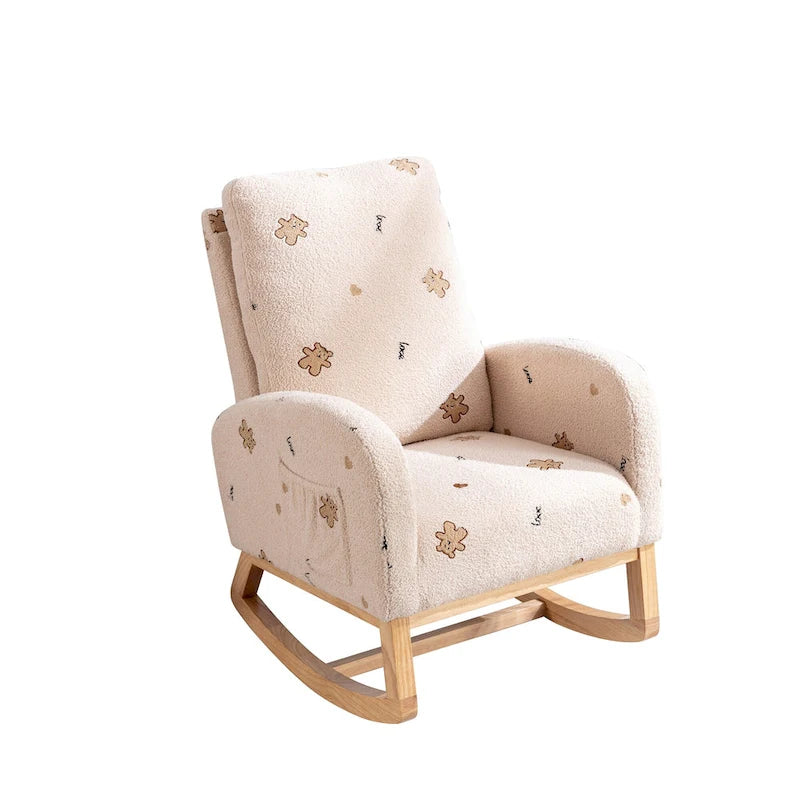 Fauteuil à bascule capitonné à dossier haut de 68 cm avec pochette latérale | Chambre d'enfant et Salon