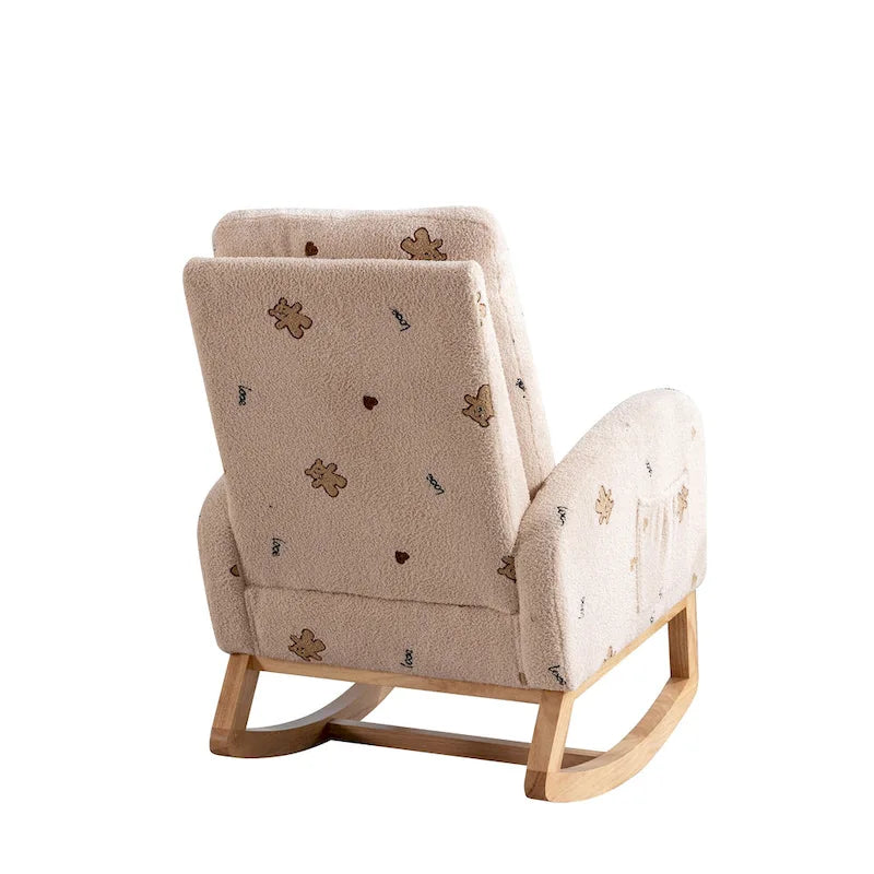 Fauteuil à bascule capitonné à dossier haut de 68 cm avec pochette latérale | Chambre d'enfant et Salon