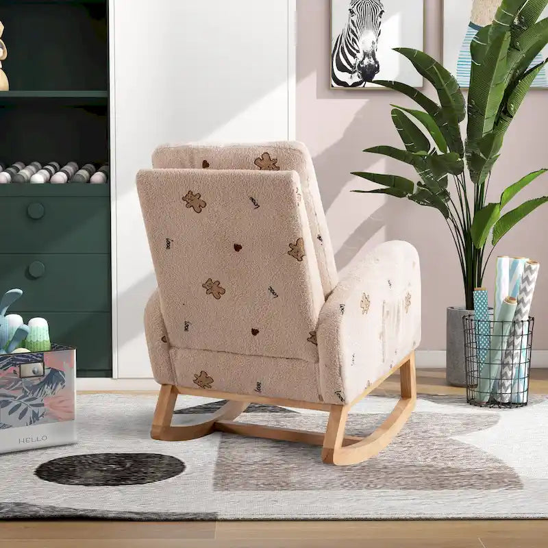 Fauteuil à bascule capitonné à dossier haut de 68 cm avec pochette latérale | Chambre d'enfant et Salon
