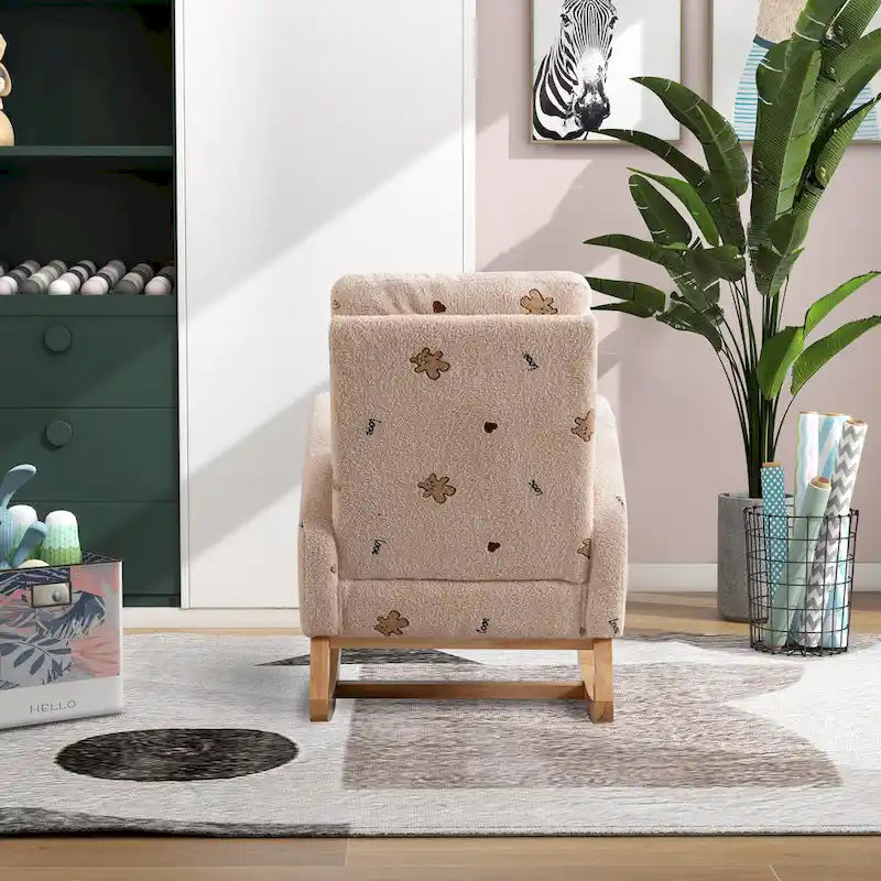 Fauteuil à bascule capitonné à dossier haut de 68 cm avec pochette latérale | Chambre d'enfant et Salon