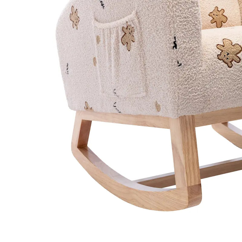 Fauteuil à bascule capitonné à dossier haut de 68 cm avec pochette latérale | Chambre d'enfant et Salon