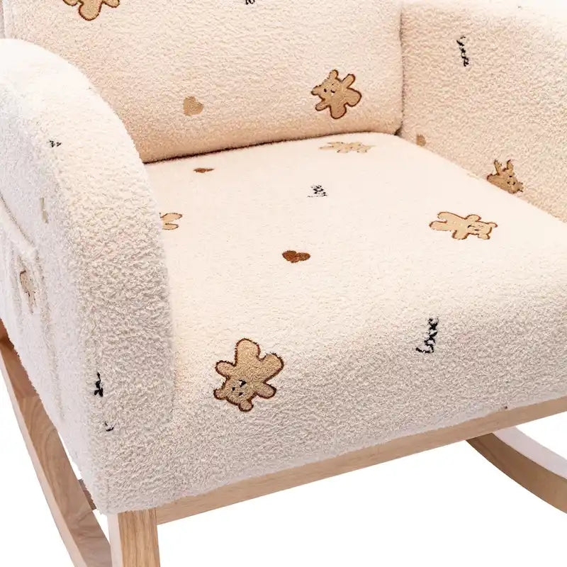 Fauteuil à bascule capitonné à dossier haut de 68 cm avec pochette latérale | Chambre d'enfant et Salon