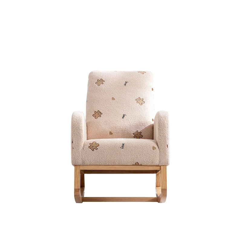 Fauteuil à bascule capitonné à dossier haut de 68 cm avec pochette latérale | Chambre d'enfant et Salon
