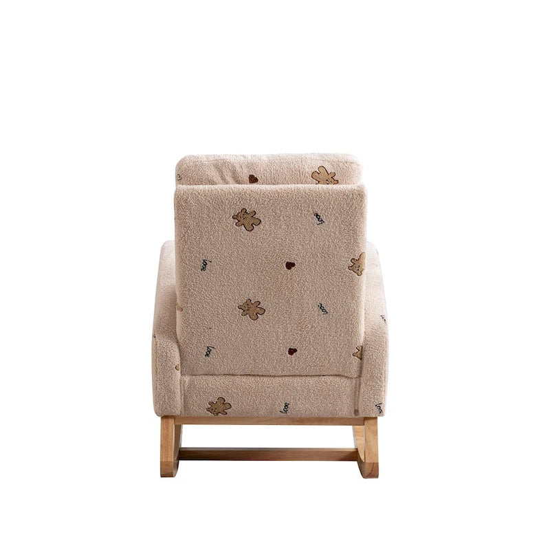 Fauteuil à bascule capitonné à dossier haut de 68 cm avec pochette latérale | Chambre d'enfant et Salon