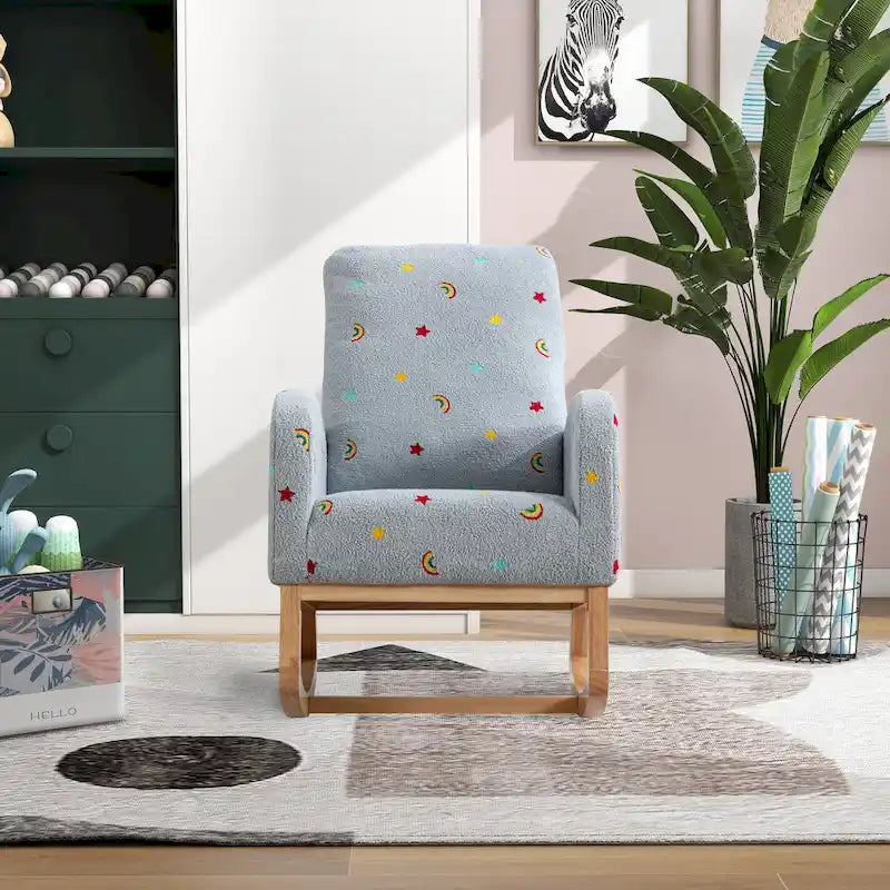 Fauteuil à bascule capitonné à dossier haut de 68 cm avec pochette latérale | Chambre d'enfant et Salon