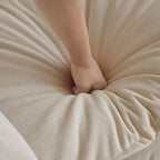 Canapé simple en chenille beige avec ottoman | Double coussin d'assise | Accent de salon