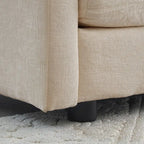 Canapé simple en chenille beige avec ottoman | Double coussin d'assise | Accent de salon