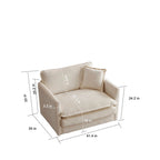 Canapé simple en chenille beige avec ottoman | Double coussin d'assise | Accent de salon