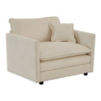 Canapé simple en chenille beige avec ottoman | Double coussin d'assise | Accent de salon