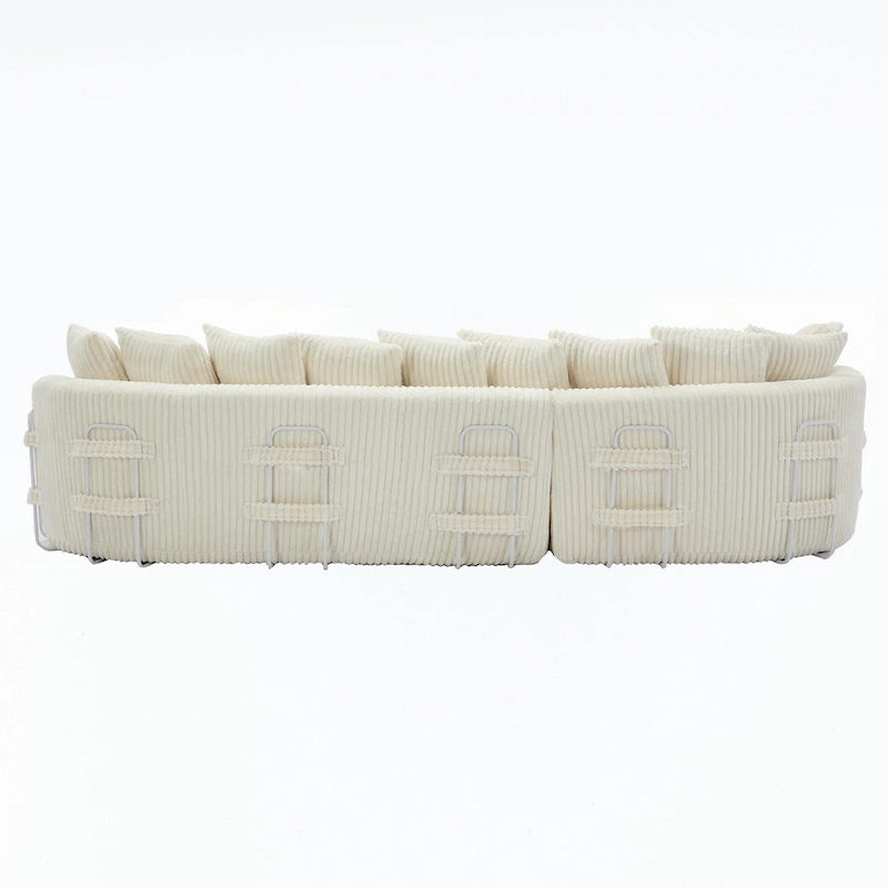 127 Canapé d'angle modulable en velours côtelé avec 10 oreillers, mousse haute résilience, aucun assemblage requis