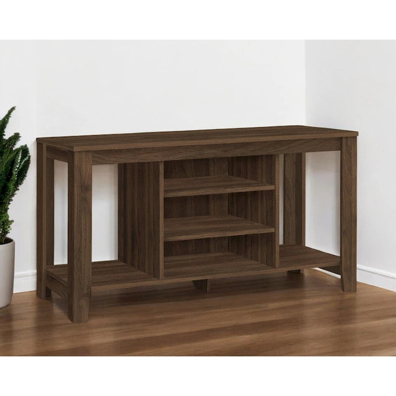 Meuble TV étagère ouverte en bois marron 48" | Convient aux téléviseurs jusqu'à 43" | Style contemporain