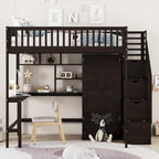 Lit mezzanine en bois avec étagère et échelle | Chambre d'enfant compacte