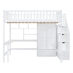 Lit mezzanine en bois avec étagère et échelle | Chambre d'enfant compacte