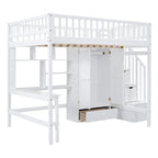 Lit mezzanine en bois avec étagère et échelle | Chambre d'enfant compacte