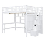 Lit mezzanine en bois avec étagère et échelle | Chambre d'enfant compacte