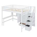 Lit mezzanine en bois avec étagère et échelle | Chambre d'enfant compacte
