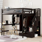 Lit mezzanine en bois avec étagère et échelle | Chambre d'enfant compacte