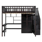 Lit mezzanine en bois avec étagère et échelle | Chambre d'enfant compacte