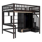 Lit mezzanine en bois avec étagère et échelle | Chambre d'enfant compacte