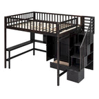 Lit mezzanine en bois avec étagère et échelle | Chambre d'enfant compacte
