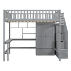 Lit mezzanine en bois avec étagère et échelle | Chambre d'enfant compacte