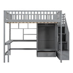 Lit mezzanine en bois avec étagère et échelle | Chambre d'enfant compacte