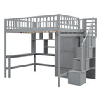 Lit mezzanine en bois avec étagère et échelle | Chambre d'enfant compacte