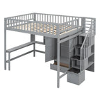 Lit mezzanine en bois avec étagère et échelle | Chambre d'enfant compacte