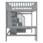 Lit mezzanine en bois avec étagère et échelle | Chambre d'enfant compacte