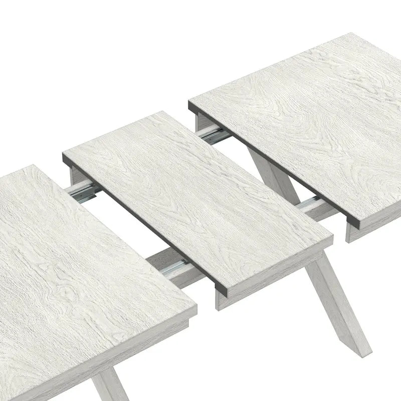 Ensemble table de salle à manger extensible avec 4 chaises et un banc | Bois d'hévéa massif | Pour 6-8 personnes