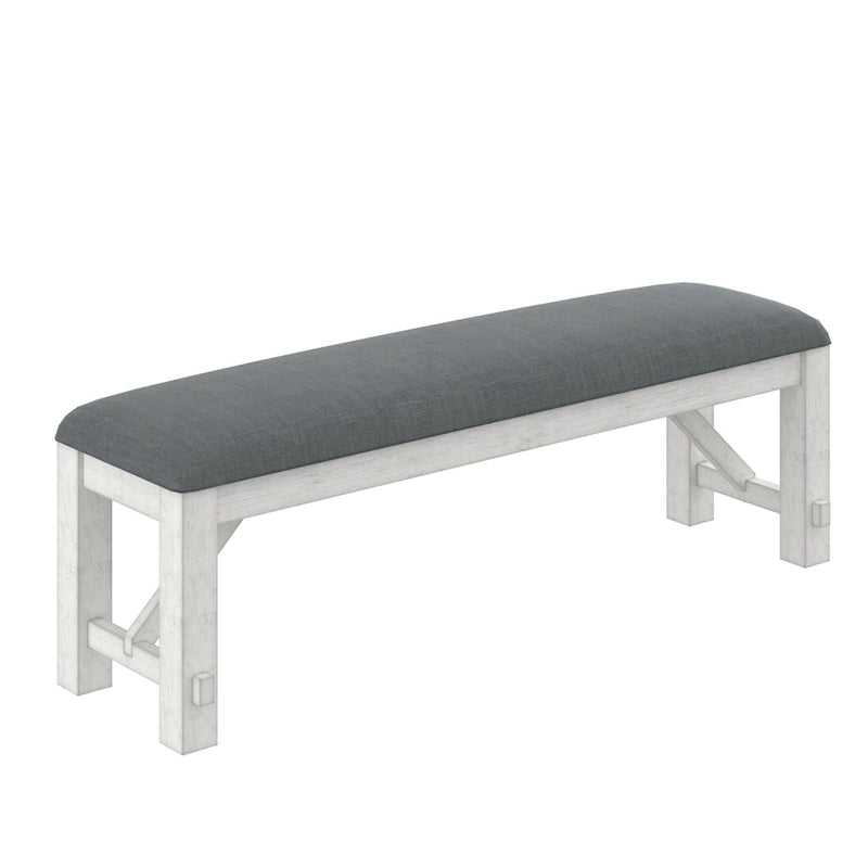 Ensemble table de salle à manger extensible avec 4 chaises et un banc | Bois d'hévéa massif | Pour 6-8 personnes