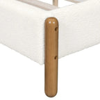 Ensembles de chambre à coucher 3 pièces, lit avec tête de lit épaisse rembourrée en bouclette, pieds en bois massif, ensemble de 2 tables de chevet avec porte coulissante type grange