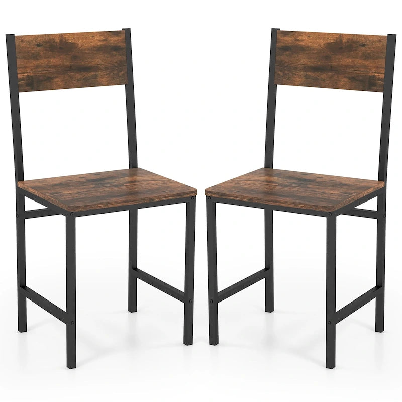 Lot de 2 chaises de salle à manger industrielles | Siège large et dossier incliné | Pieds en métal, capacité de 136 kg