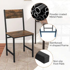 Lot de 2 chaises de salle à manger industrielles | Siège large et dossier incliné | Pieds en métal, capacité de 136 kg